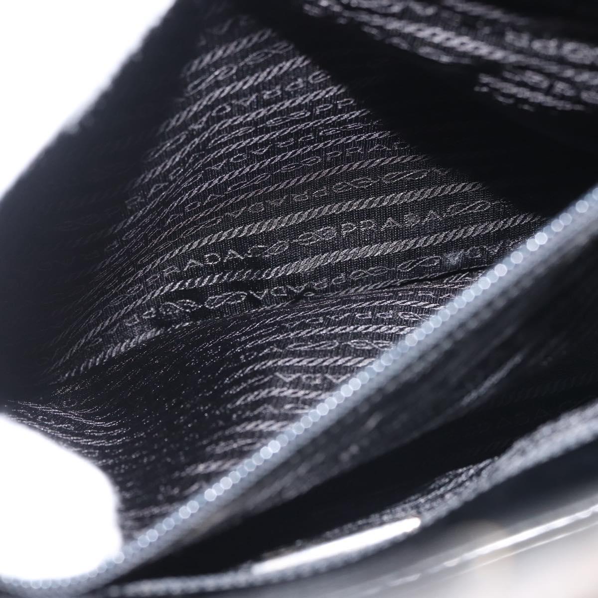 PRADA Hand Bag Leather plastic Black Silver Auth BA5672