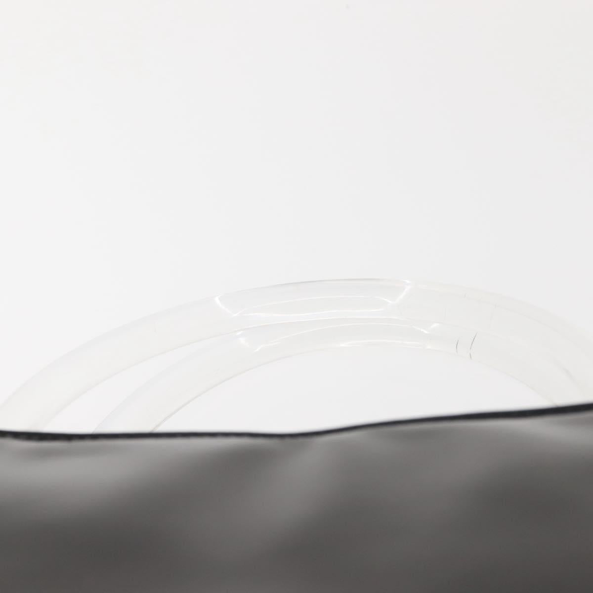 PRADA Hand Bag Leather plastic Black Silver Auth BA5672