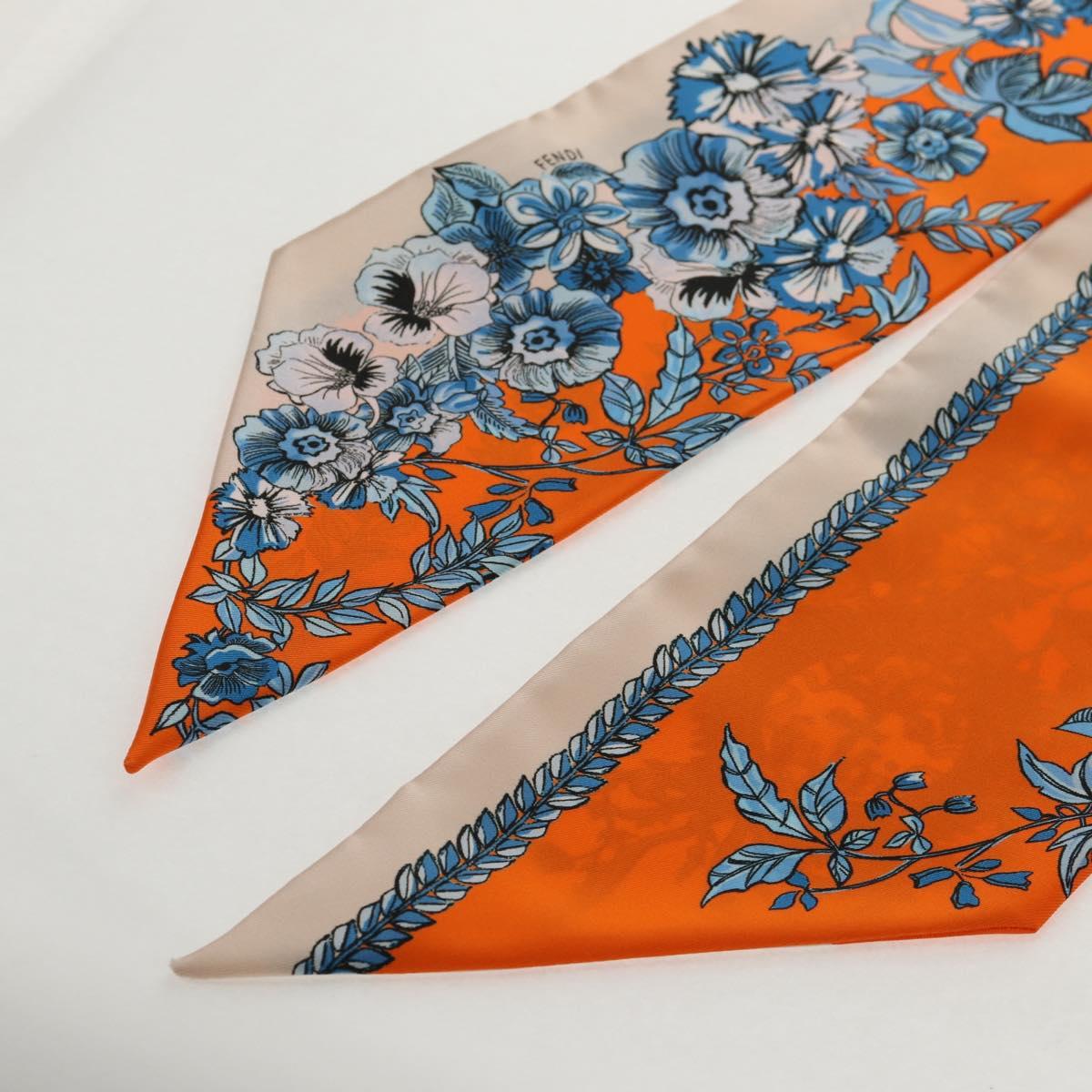 FENDI Maxi Rappy Scarf Silk Orange Auth BA5678M