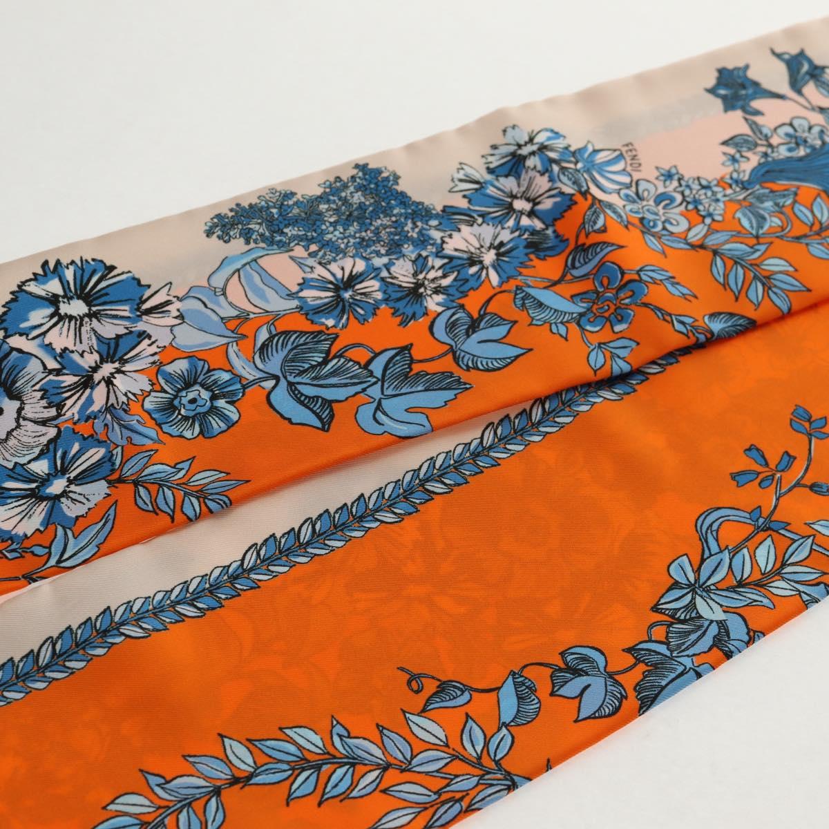 FENDI Maxi Rappy Scarf Silk Orange Auth BA5678M