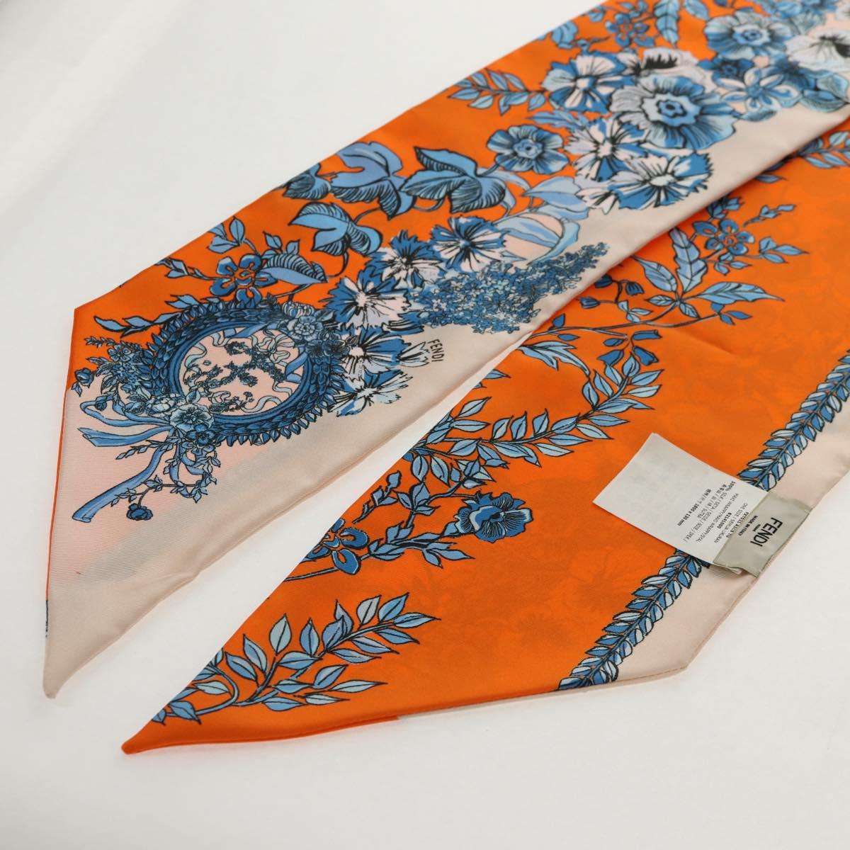 FENDI Maxi Rappy Scarf Silk Orange Auth BA5678M