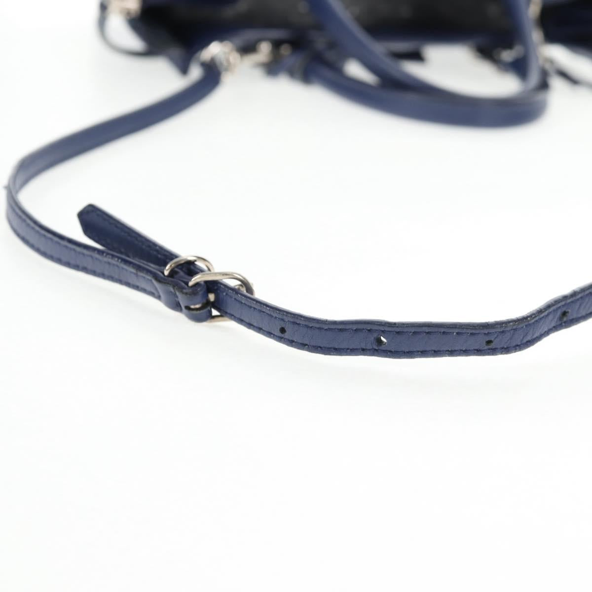 BALENCIAGA Paper Mini Hand Bag Leather 2way Blue Silver 357333 Auth BA5681V