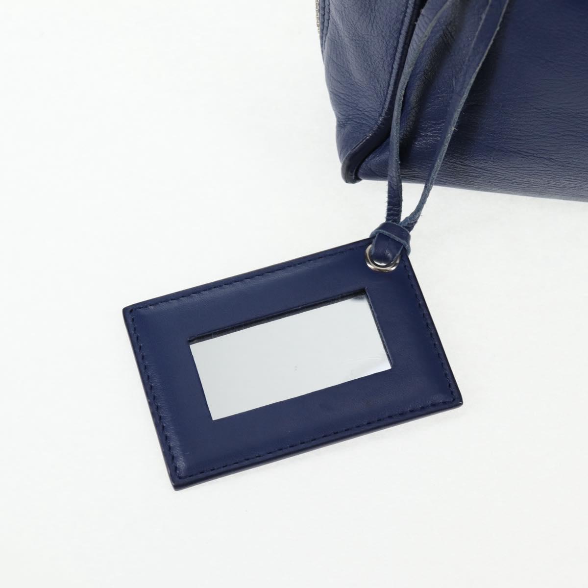 BALENCIAGA Paper Mini Hand Bag Leather 2way Blue Silver 357333 Auth BA5681V