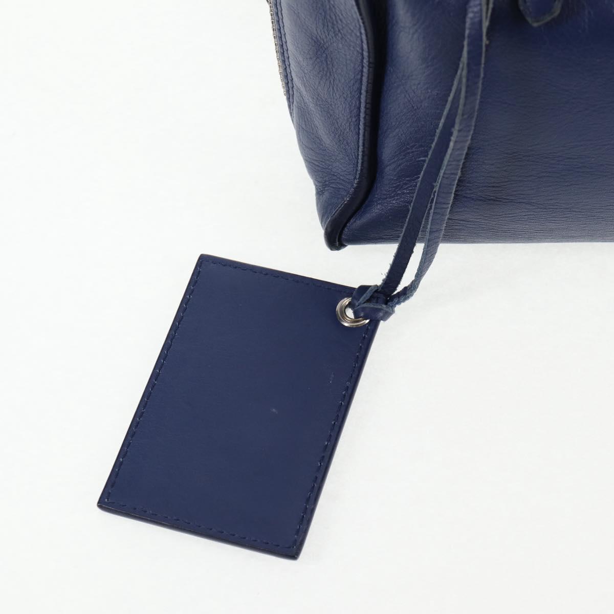 BALENCIAGA Paper Mini Hand Bag Leather 2way Blue Silver 357333 Auth BA5681V