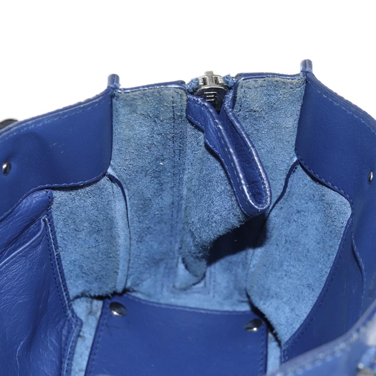 BALENCIAGA Paper Mini Hand Bag Leather 2way Blue Silver 357333 Auth BA5681V