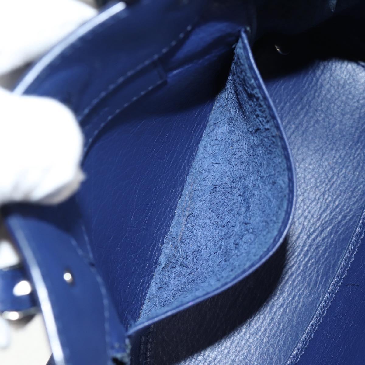 BALENCIAGA Paper Mini Hand Bag Leather 2way Blue Silver 357333 Auth BA5681V