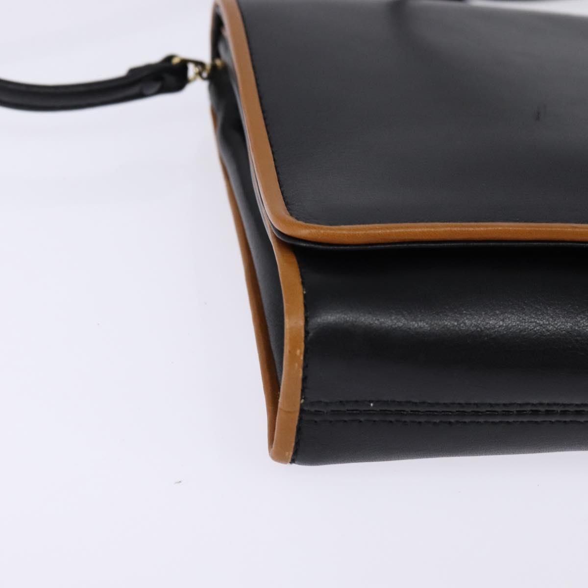 CELINE Shoulder Bag Leather Black Gold Auth BA5688