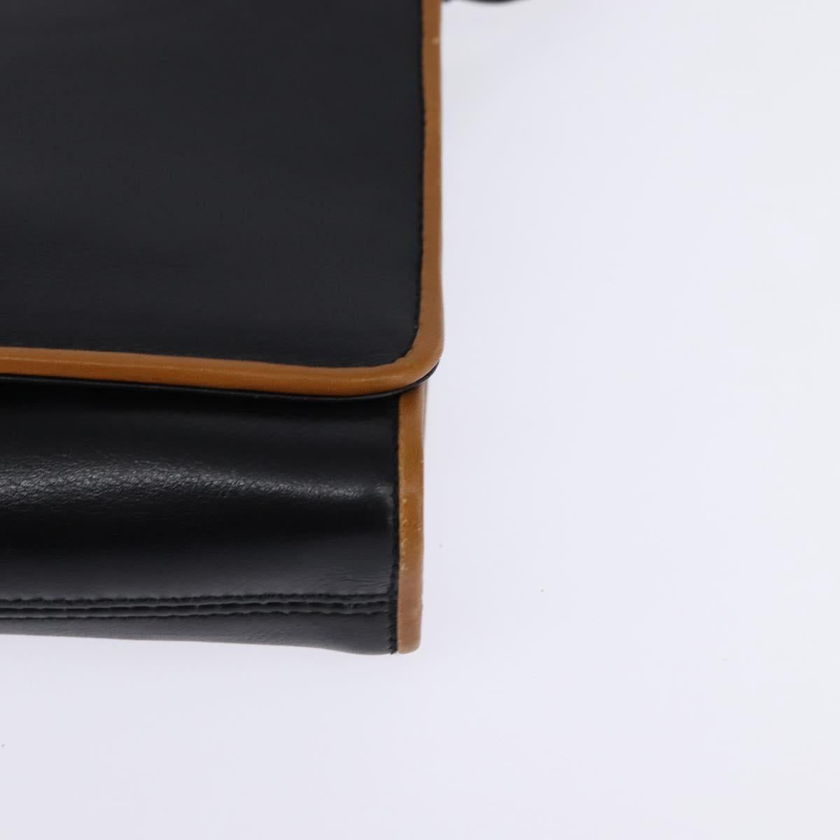 CELINE Shoulder Bag Leather Black Gold Auth BA5688
