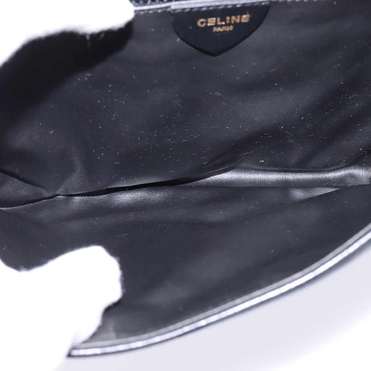 CELINE Shoulder Bag Leather Black Gold Auth BA5688