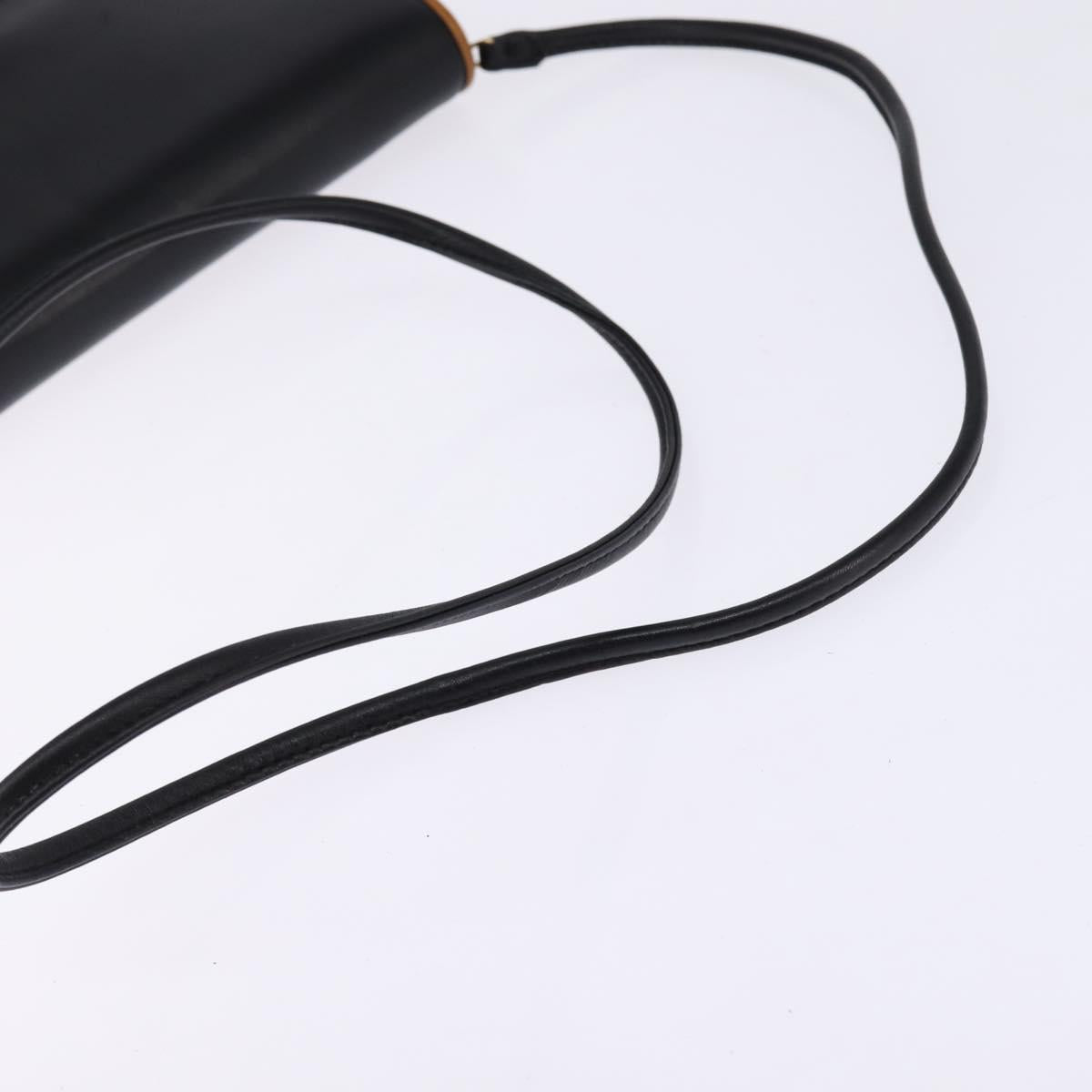 CELINE Shoulder Bag Leather Black Gold Auth BA5688