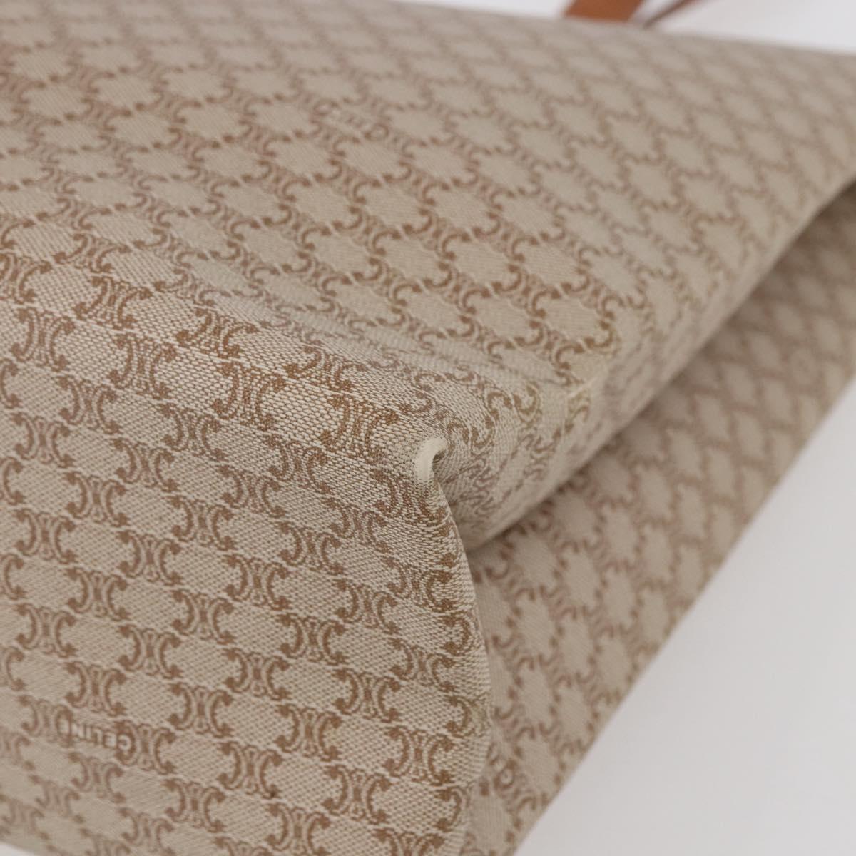 CELINE Macadam Canvas Tote Bag PVC Beige Gold Auth BA5689