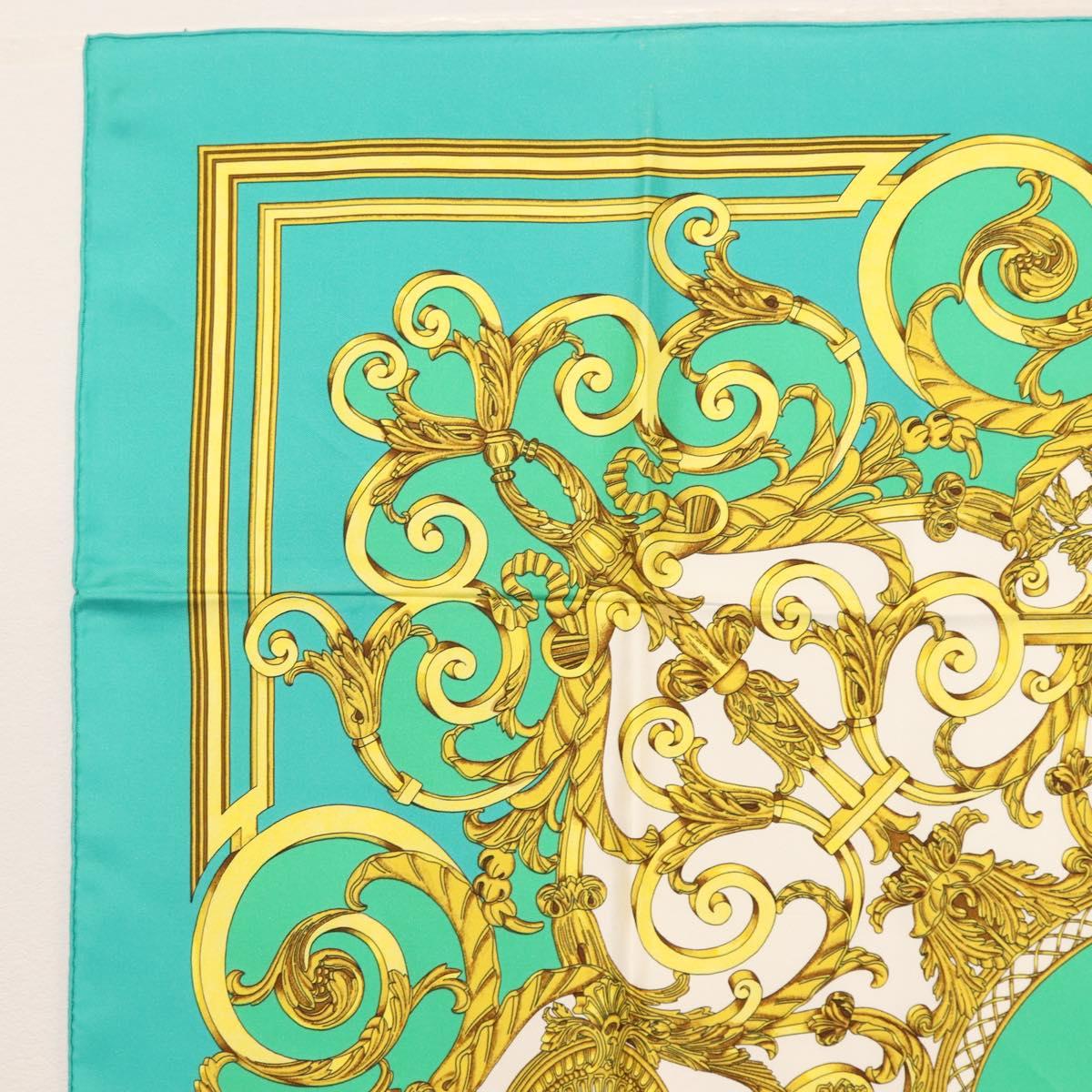 HERMES Carre 90 Scarf ""LES TUILERIE"" Silk Green Auth BA5691