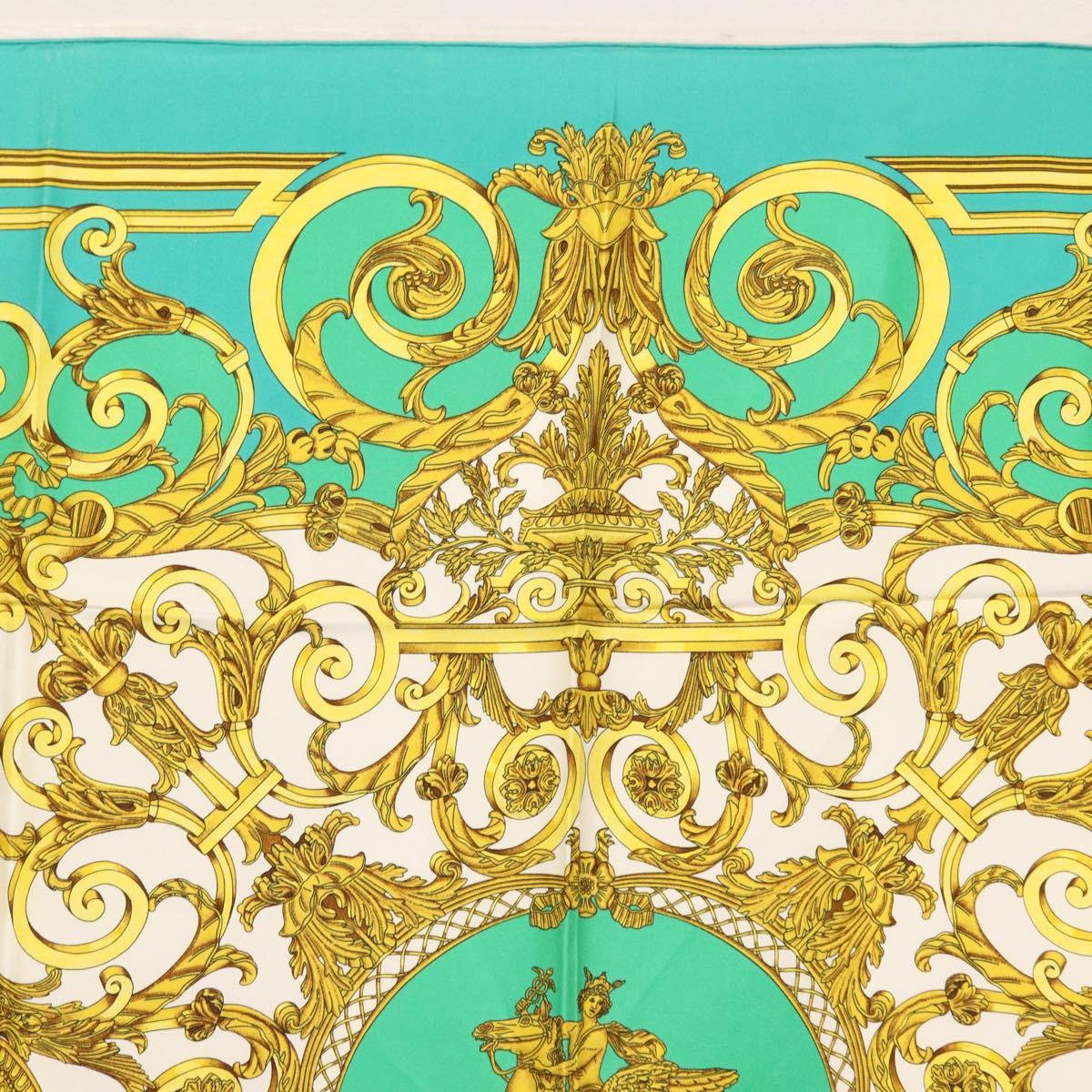 HERMES Carre 90 Scarf ""LES TUILERIE"" Silk Green Auth BA5691