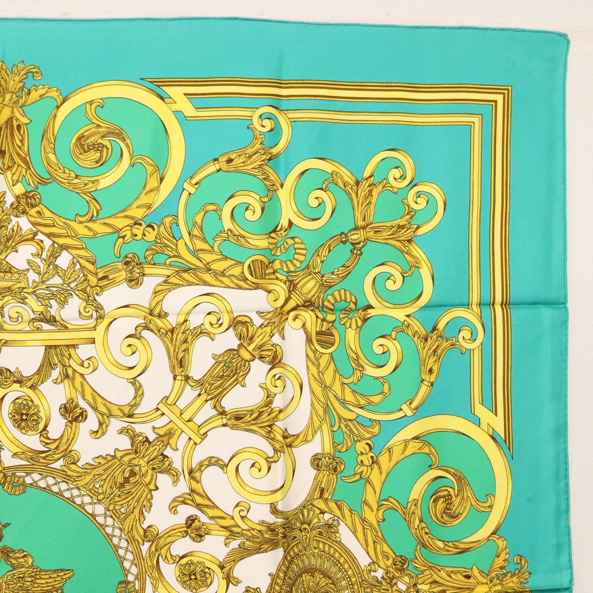 HERMES Carre 90 Scarf ""LES TUILERIE"" Silk Green Auth BA5691