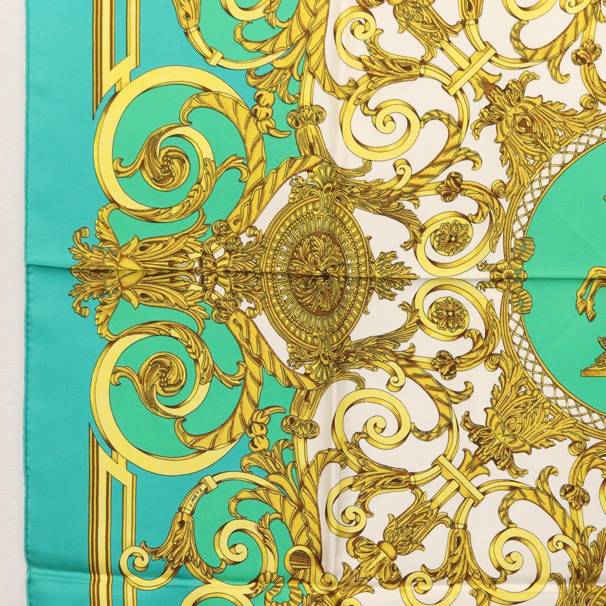 HERMES Carre 90 Scarf ""LES TUILERIE"" Silk Green Auth BA5691