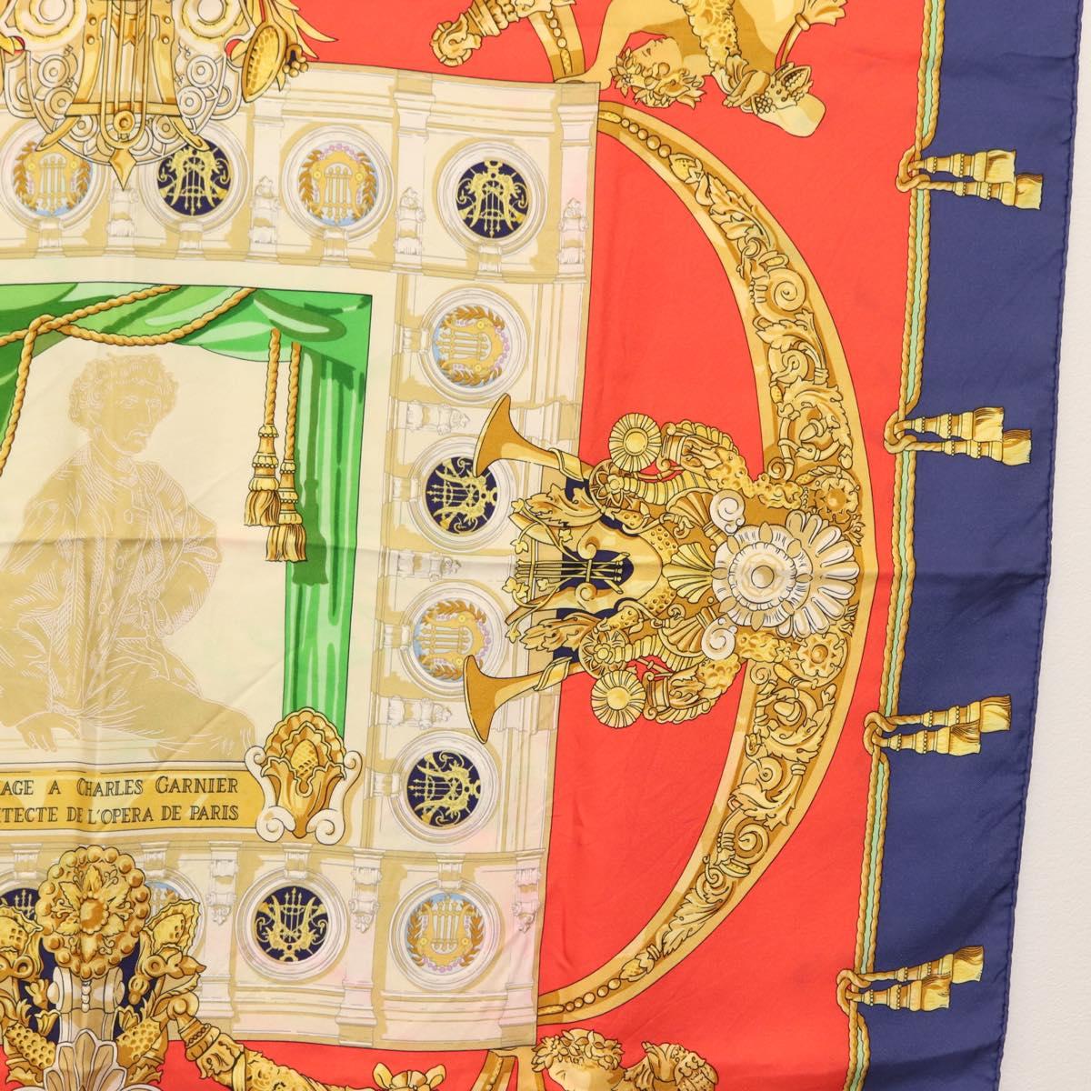 HERMES Carre 90 Scarf ""HOMMAGE A CHARLES GARNIER"" Silk Navy Auth BA5692