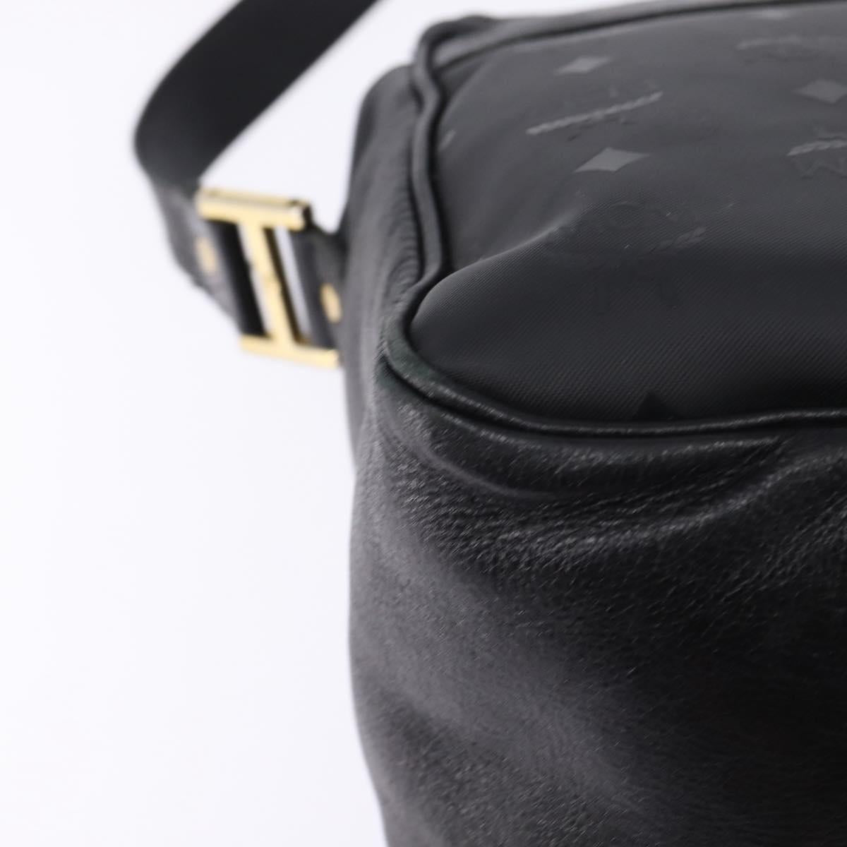 MCM Vicetos Logogram Shoulder Bag PVC Black Gold Auth BA5693