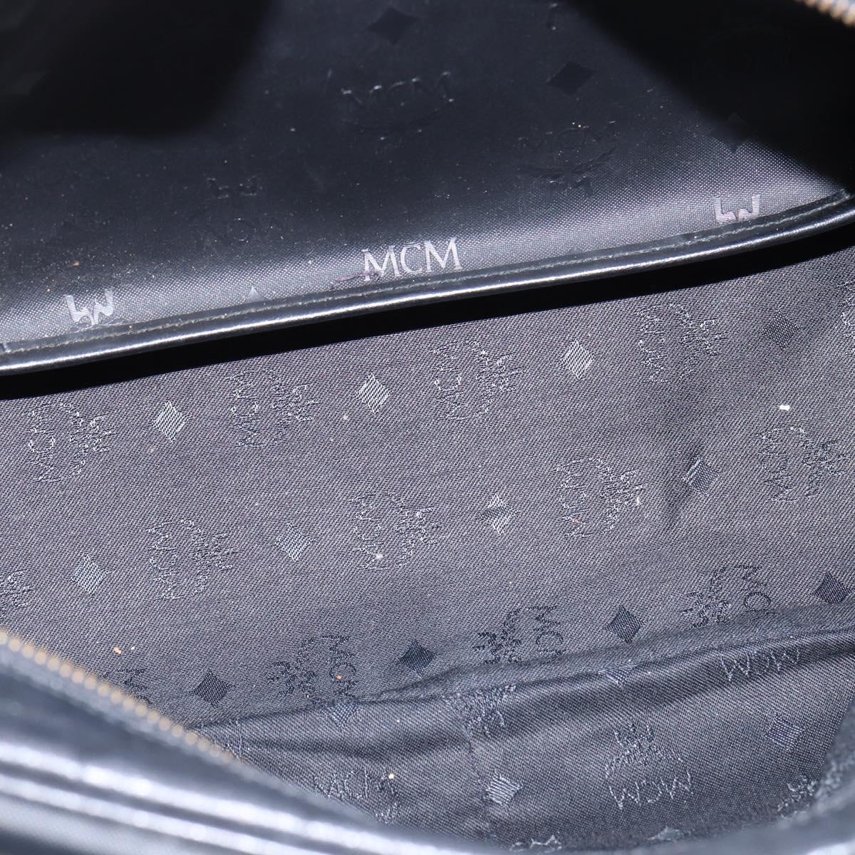 MCM Vicetos Logogram Shoulder Bag PVC Black Gold Auth BA5693