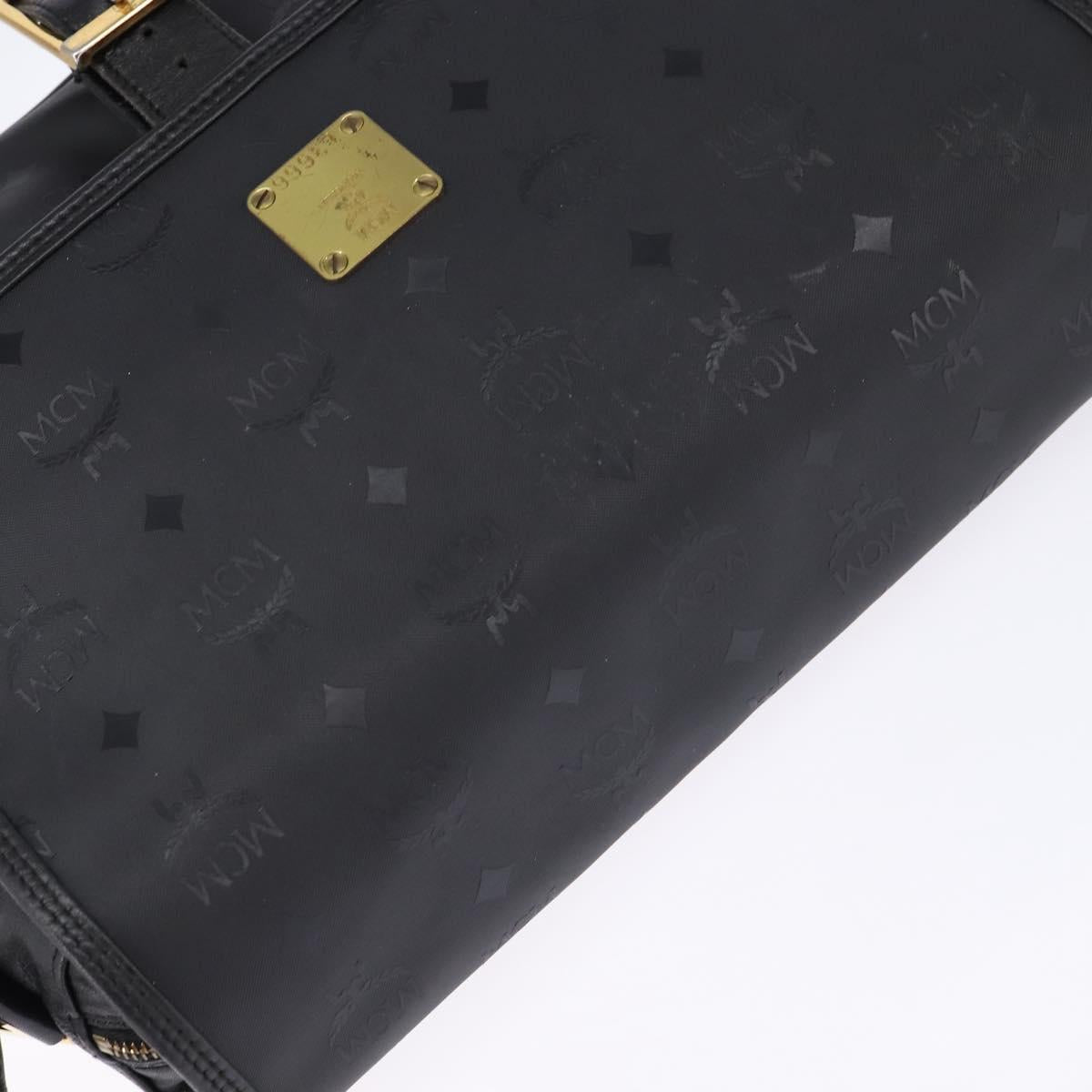 MCM Vicetos Logogram Shoulder Bag PVC Black Gold Auth BA5693