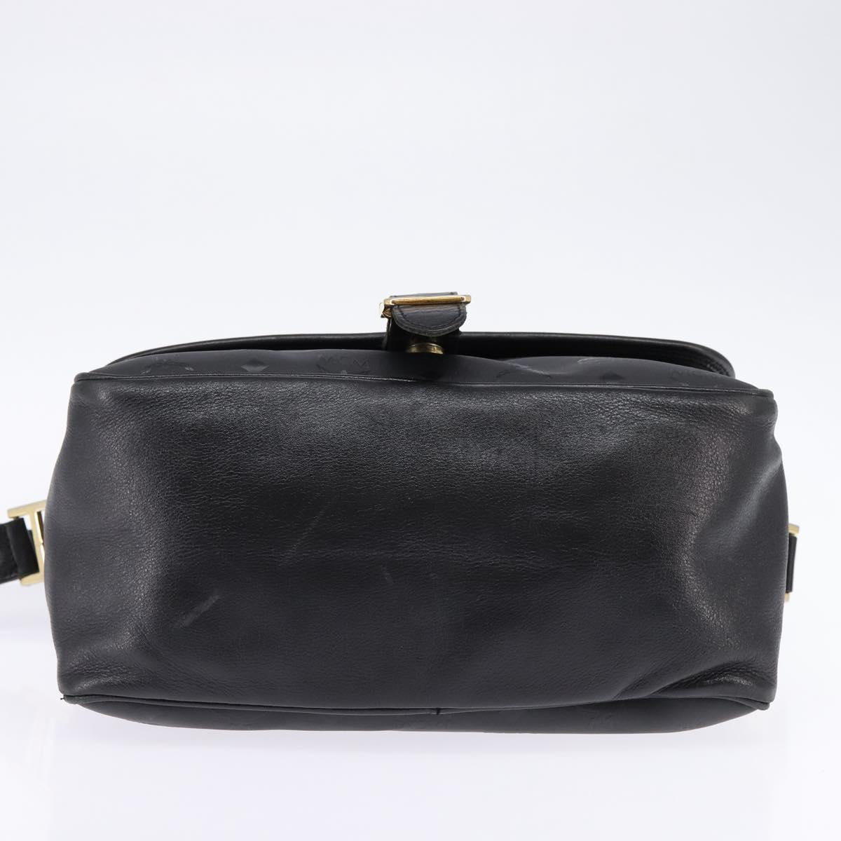 MCM Vicetos Logogram Shoulder Bag PVC Black Gold Auth BA5693
