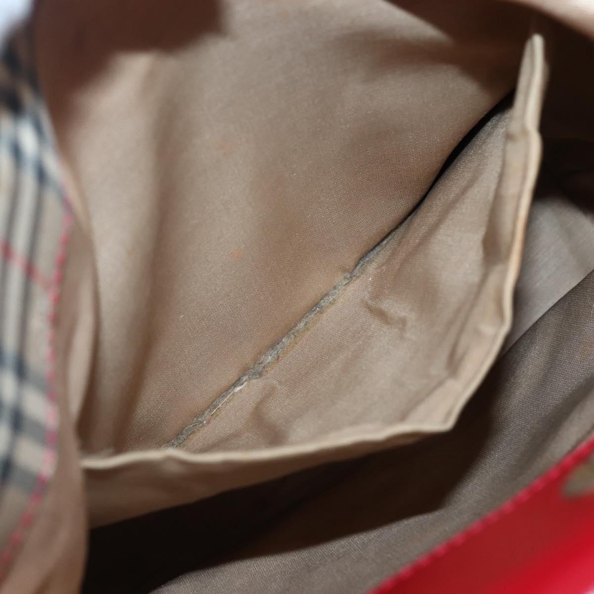 Burberrys Nova Check Tote Bag Canvas Beige Red gold Auth BA5696