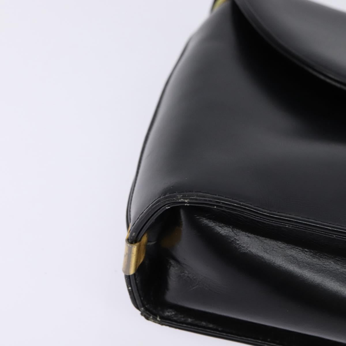 Christian Dior Shoulder Bag Leather Black Gold Auth BA5697