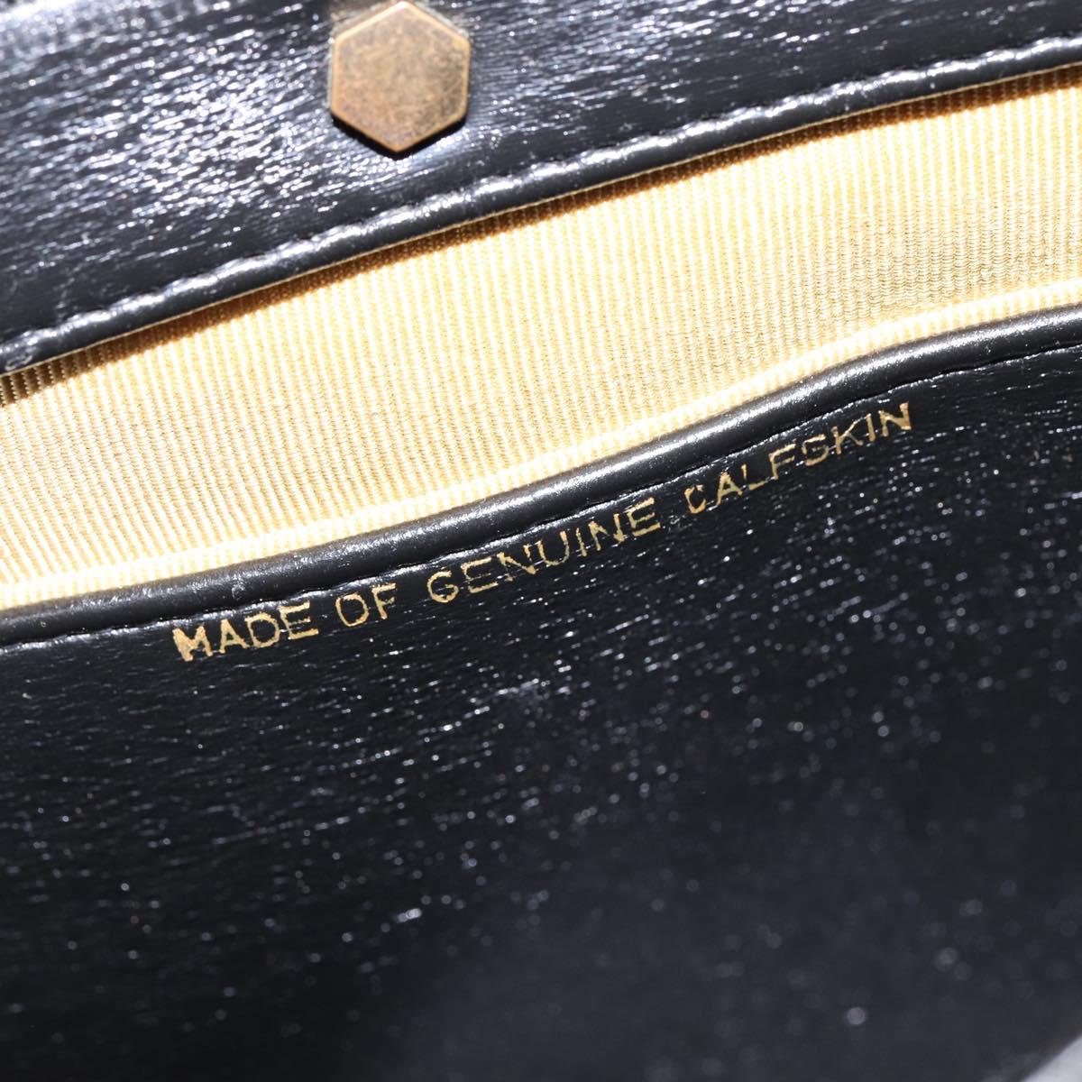 Christian Dior Shoulder Bag Leather Black Gold Auth BA5697