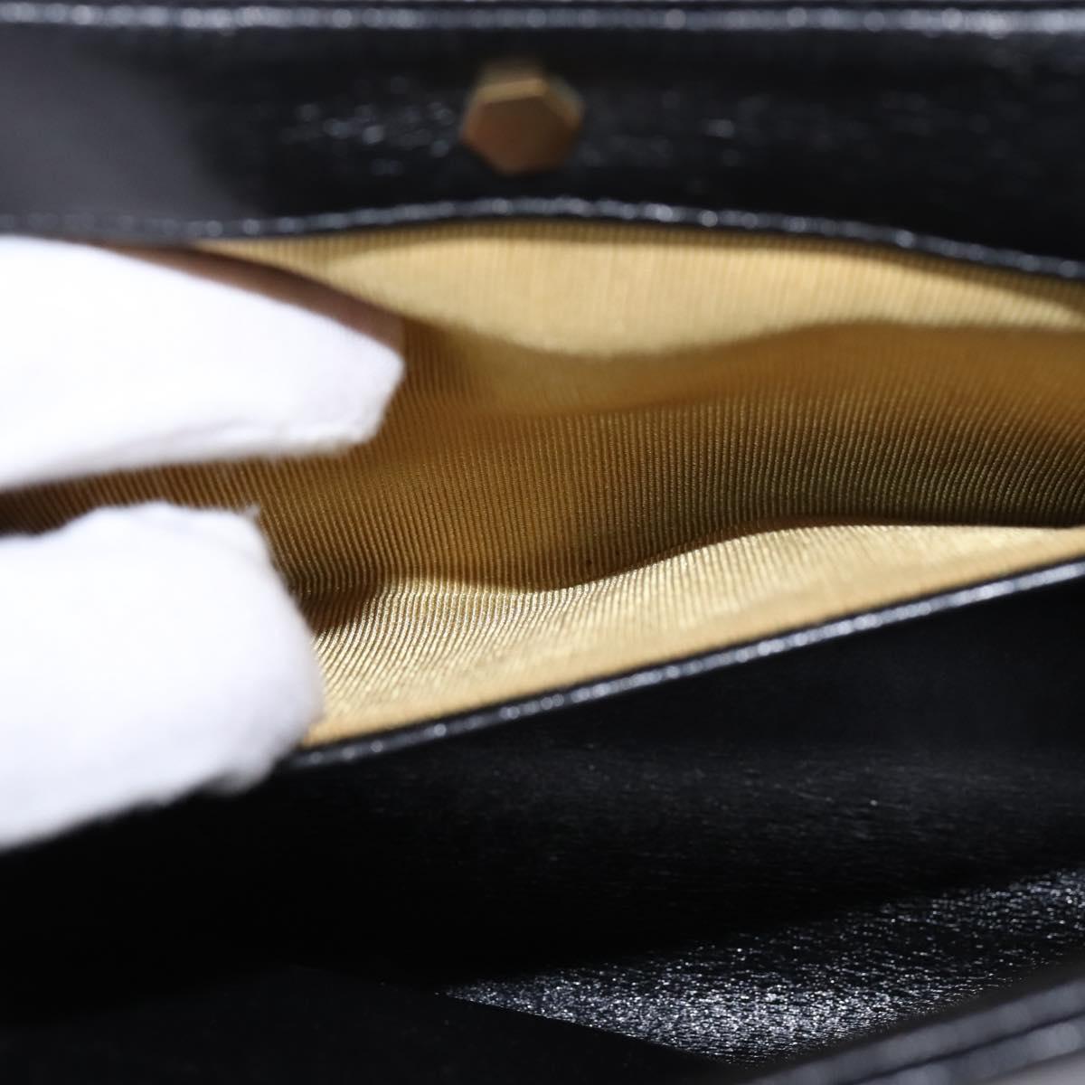Christian Dior Shoulder Bag Leather Black Gold Auth BA5697