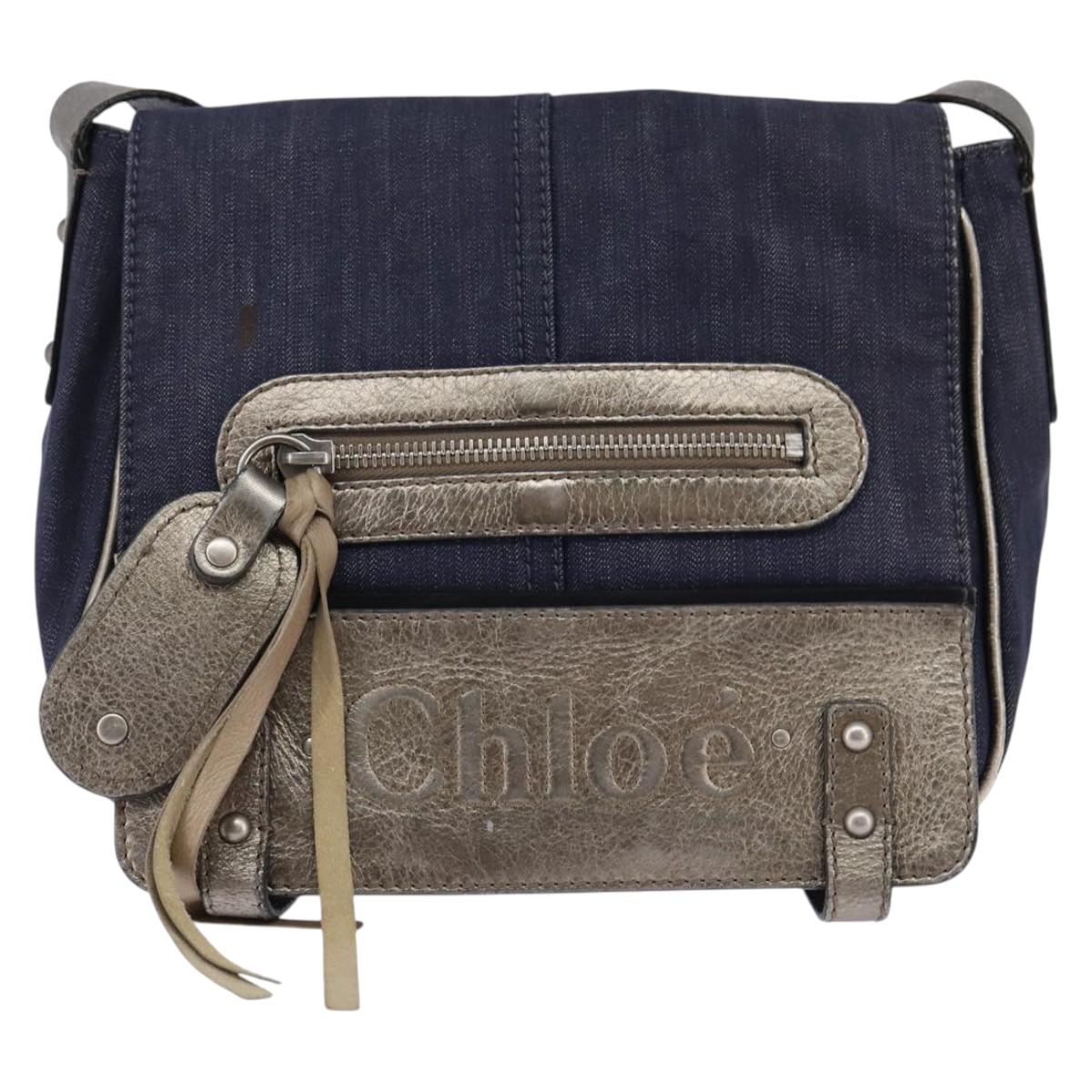 Chloe Shoulder Bag Denim Blue Auth BA5698