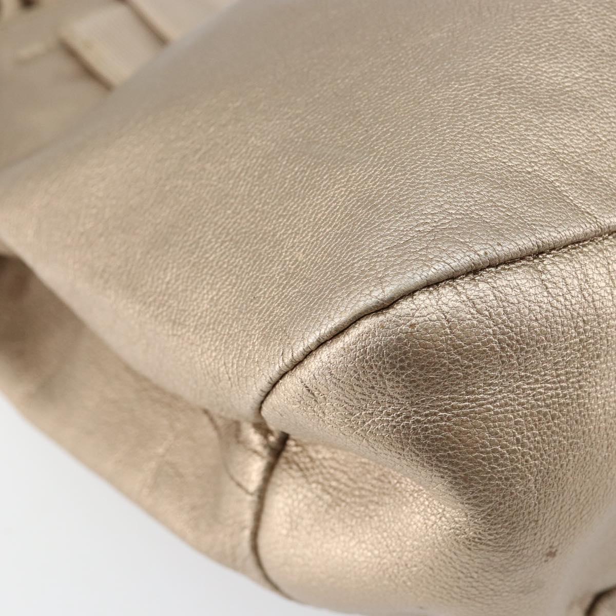 Salvatore Ferragamo Vala Hand Bag Leather Beige Gold Auth BA5699