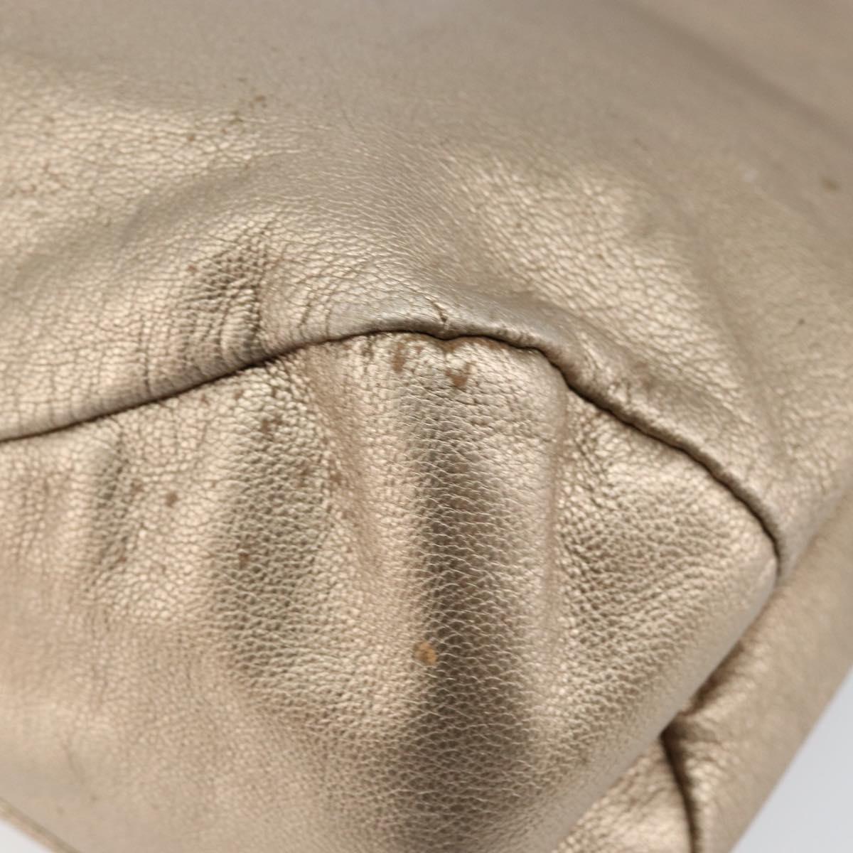 Salvatore Ferragamo Vala Hand Bag Leather Beige Gold Auth BA5699