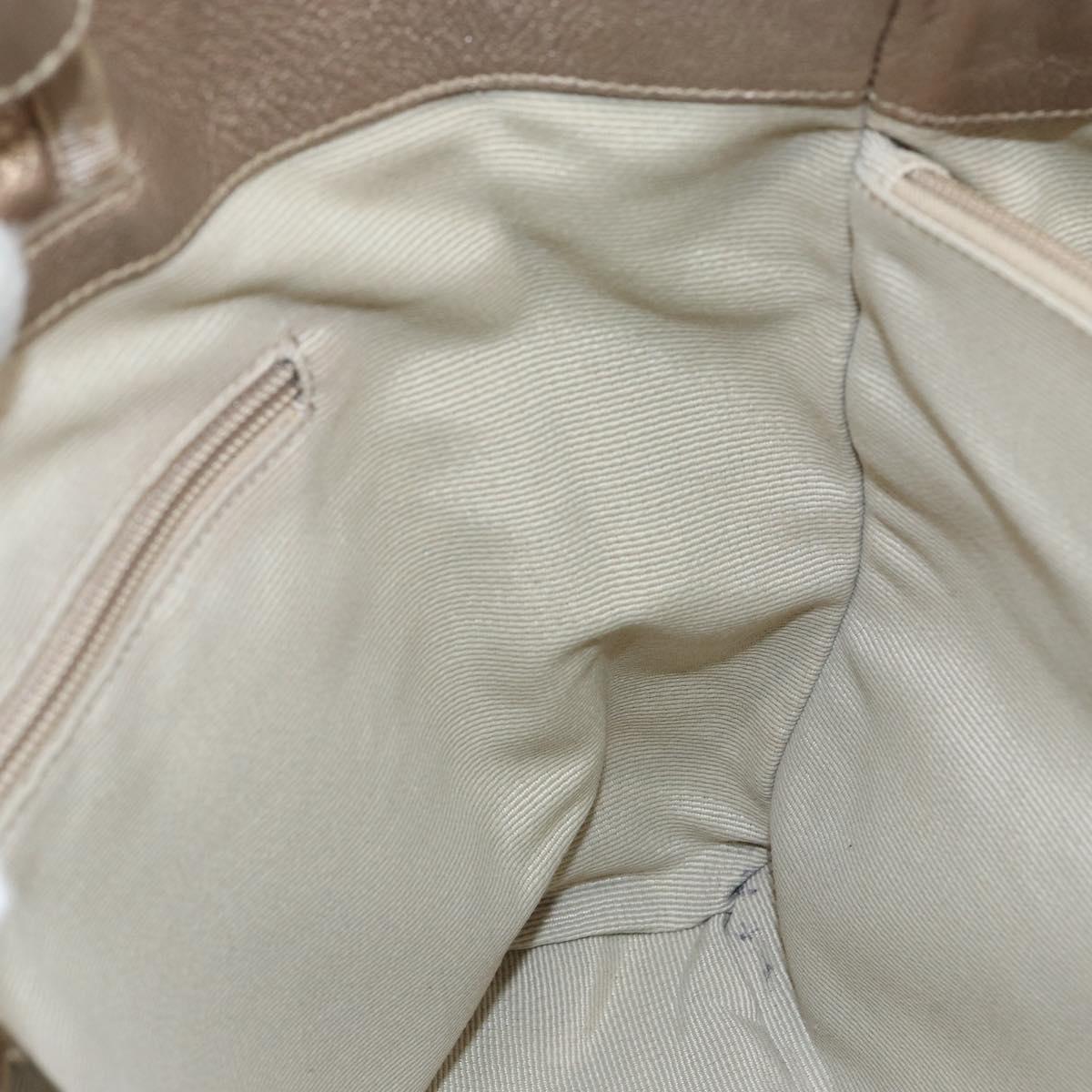 Salvatore Ferragamo Vala Hand Bag Leather Beige Gold Auth BA5699