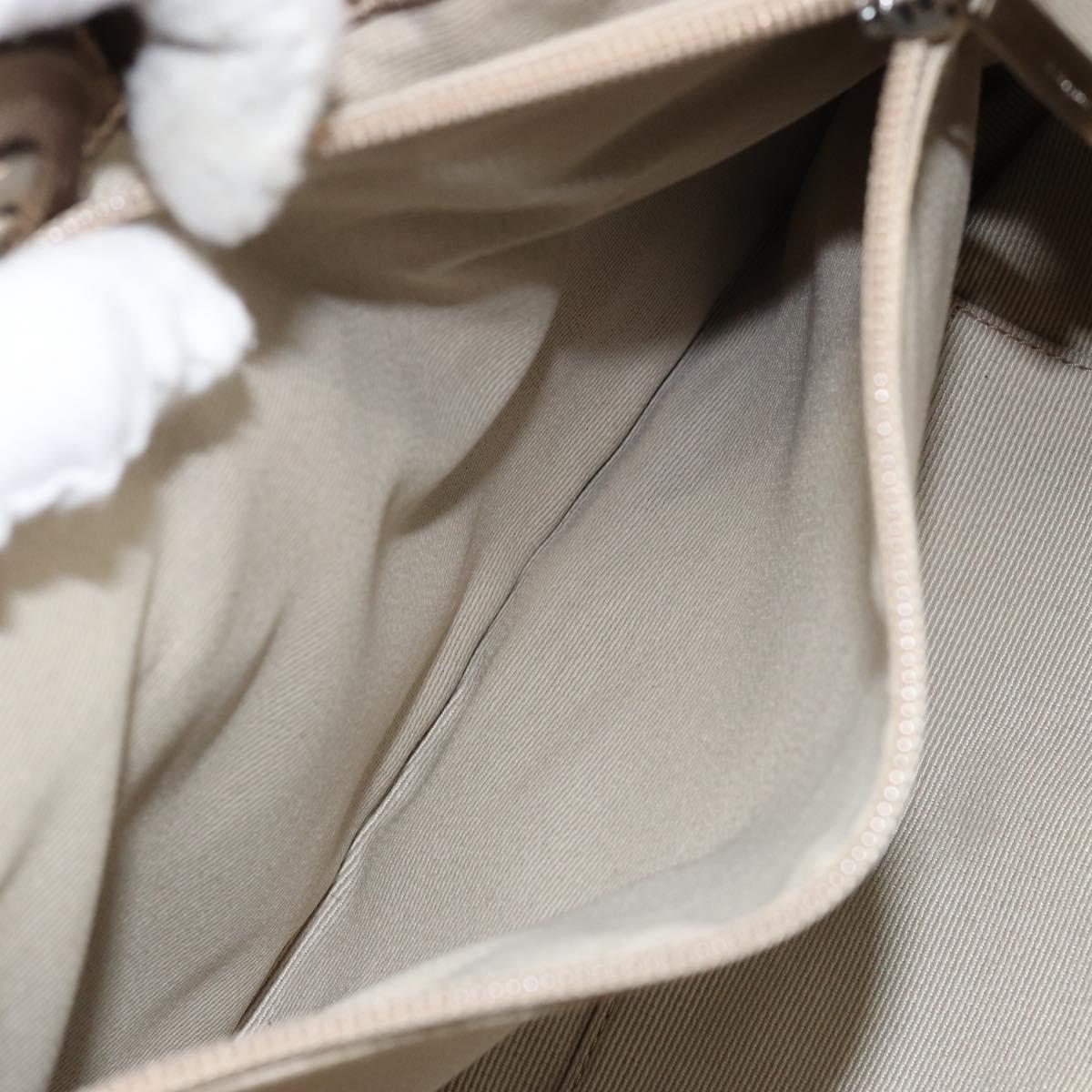 Salvatore Ferragamo Vala Hand Bag Leather Beige Gold Auth BA5699