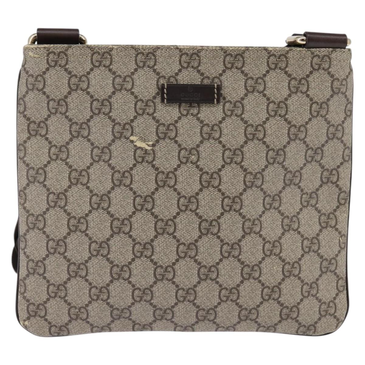GUCCI GG Supreme Shoulder Bag PVC Beige Gold 201538 Auth BA5706