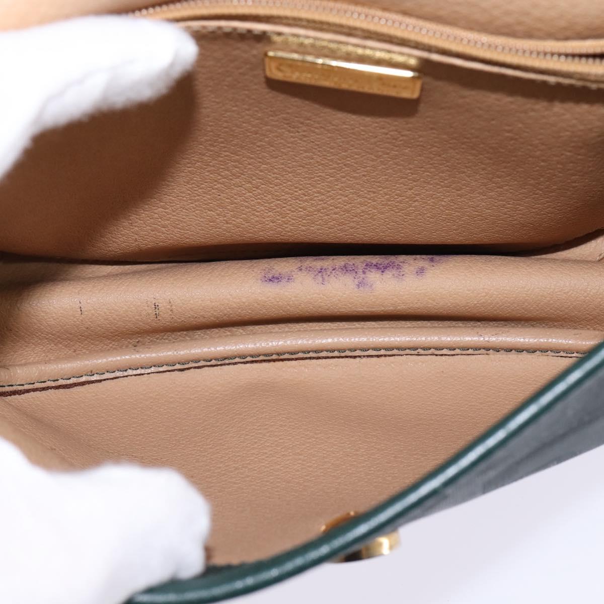 Christian Dior Trotter Canvas Shoulder Bag Green Gold Auth BA5713