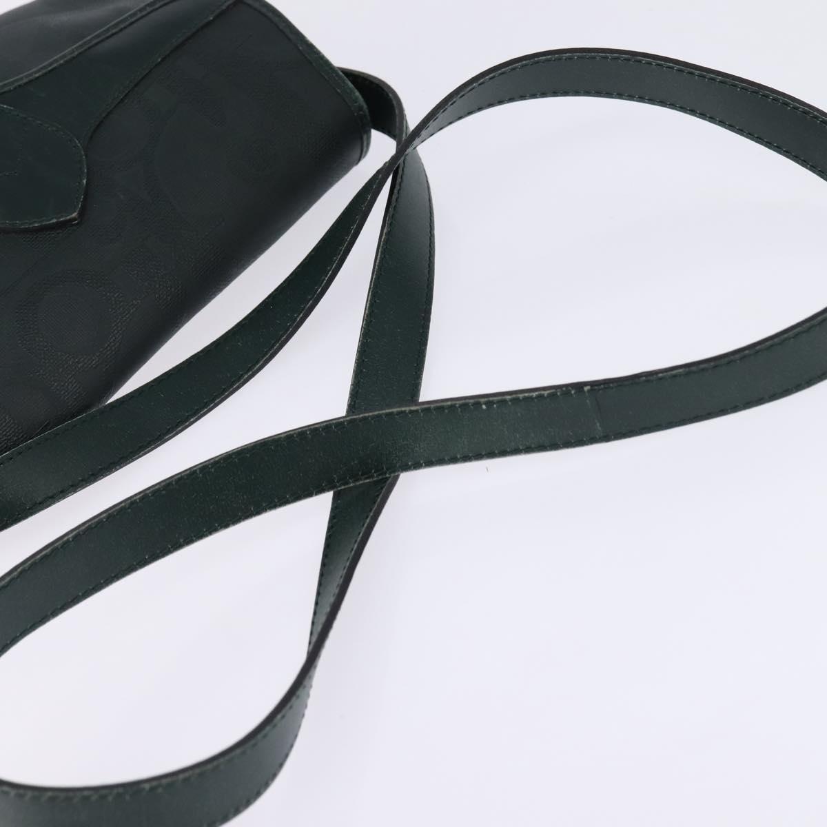Christian Dior Trotter Canvas Shoulder Bag Green Gold Auth BA5713