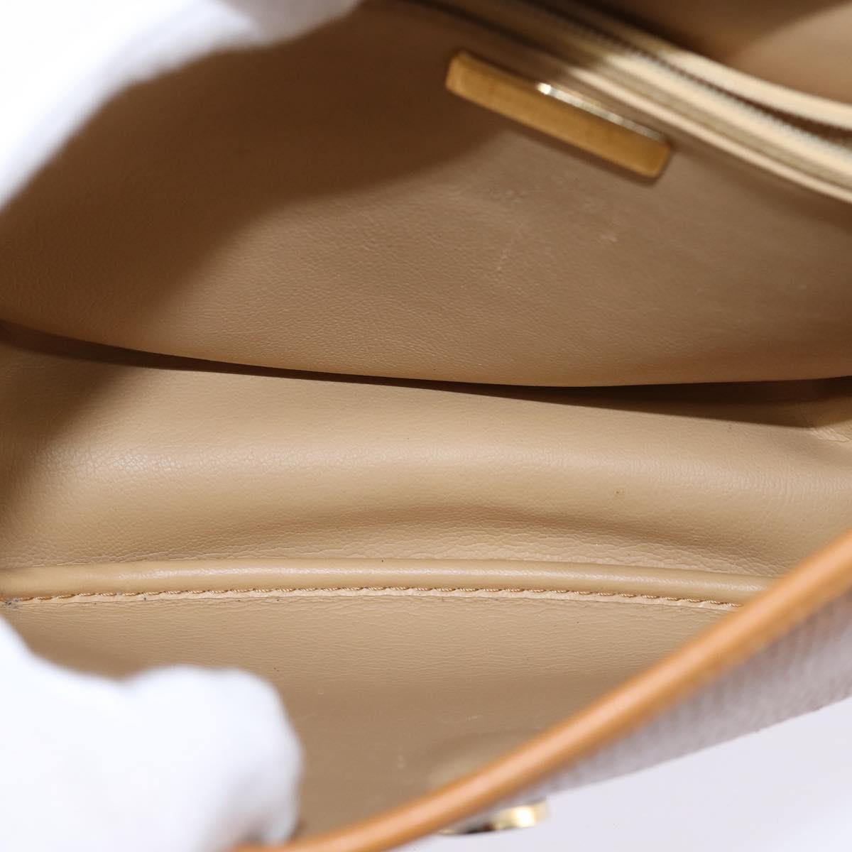 Christian Dior Shoulder Bag Leather Beige Gold Auth BA5737