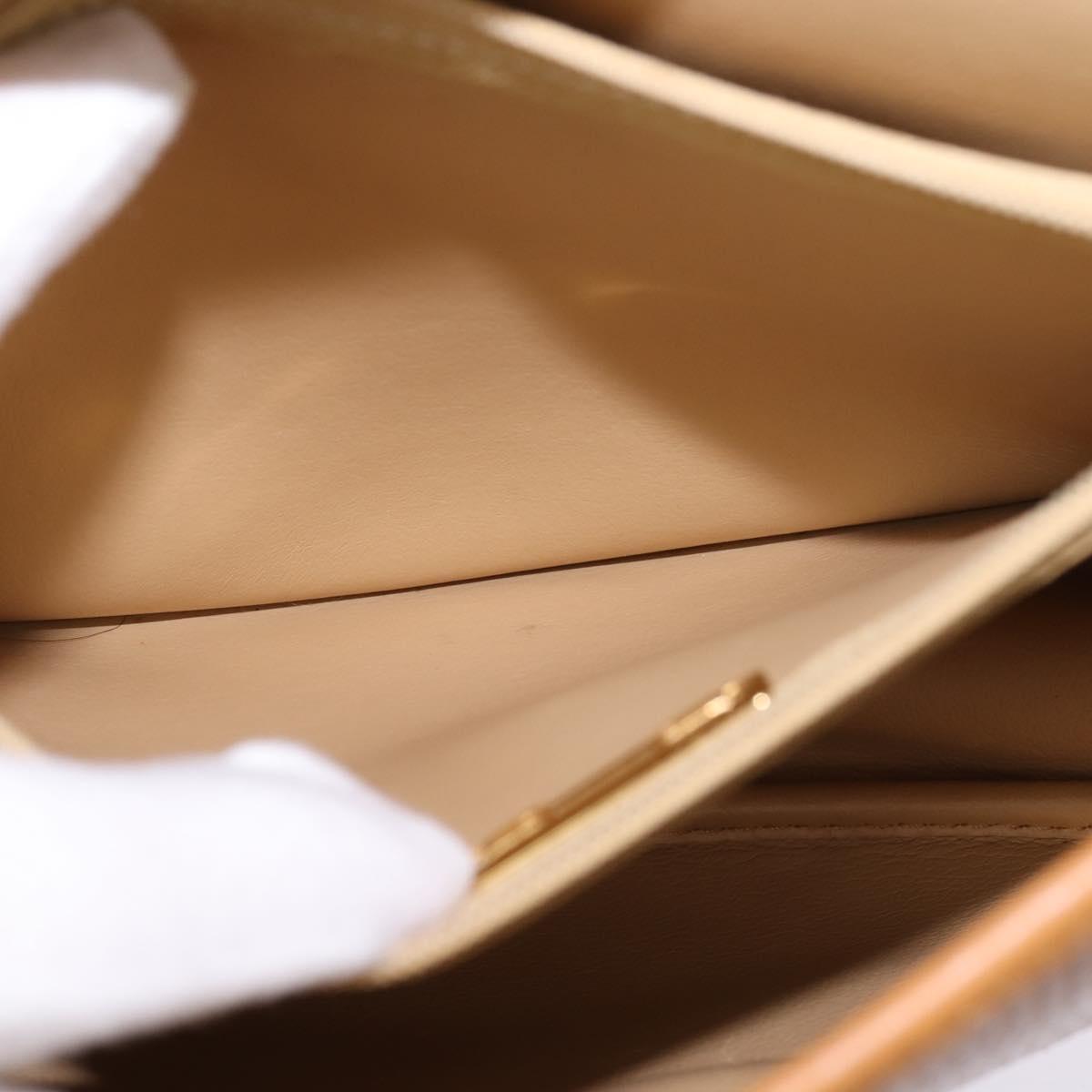 Christian Dior Shoulder Bag Leather Beige Gold Auth BA5737