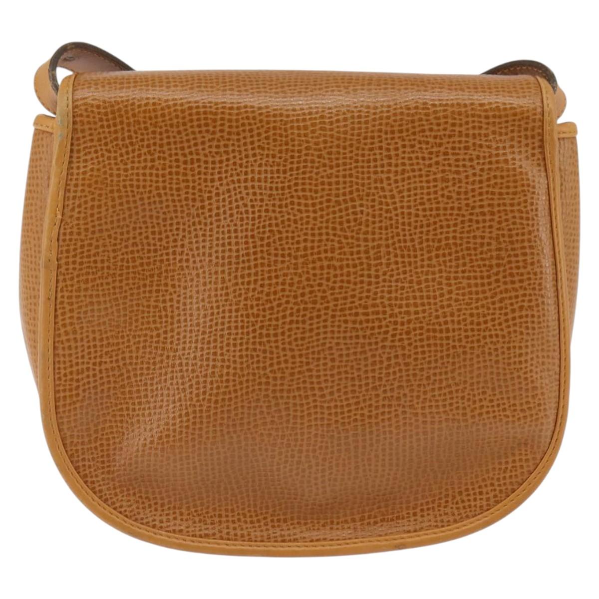Christian Dior Shoulder Bag Leather Beige Gold Auth BA5737