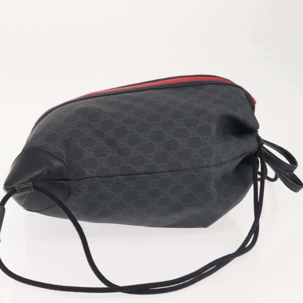 GUCCI GG Supreme Sherry Line Backpack PVC Black Auth BA5738