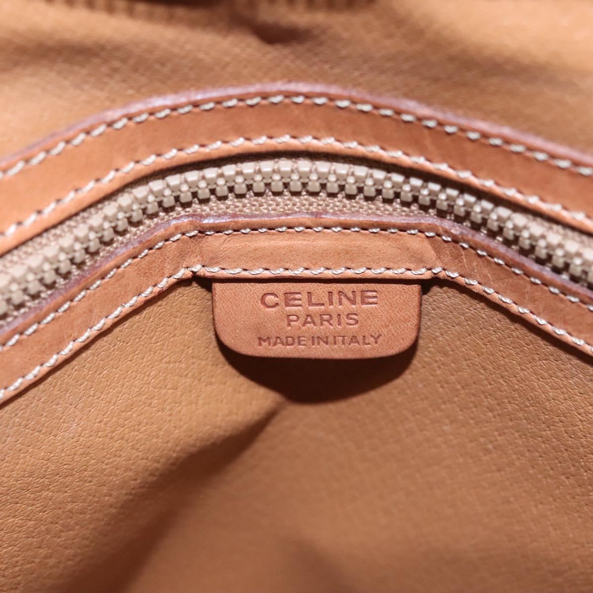 CELINE Macadam Canvas Hand Bag PVC Leather Brown Gold Auth BA574