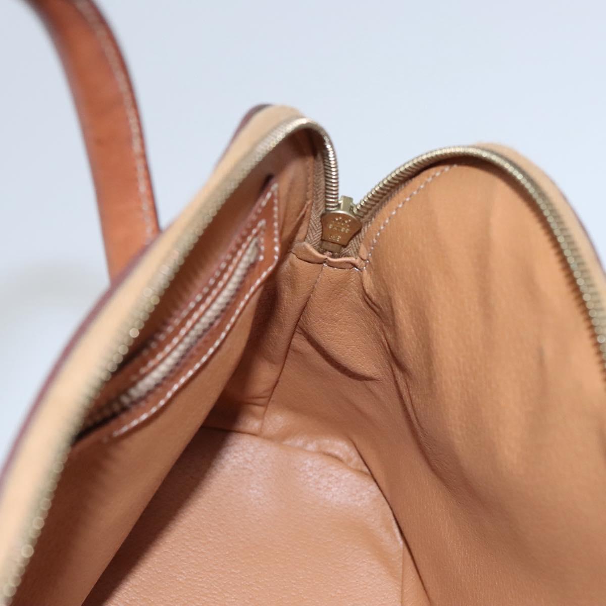 CELINE Macadam Canvas Hand Bag PVC Leather Brown Gold Auth BA574