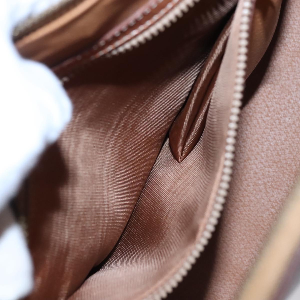 CELINE Macadam Canvas Hand Bag PVC Leather Brown Gold Auth BA574