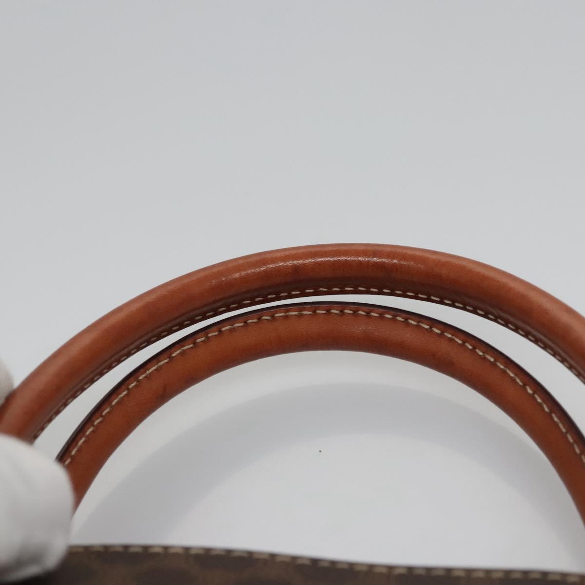 CELINE Macadam Canvas Hand Bag PVC Leather Brown Gold Auth BA574