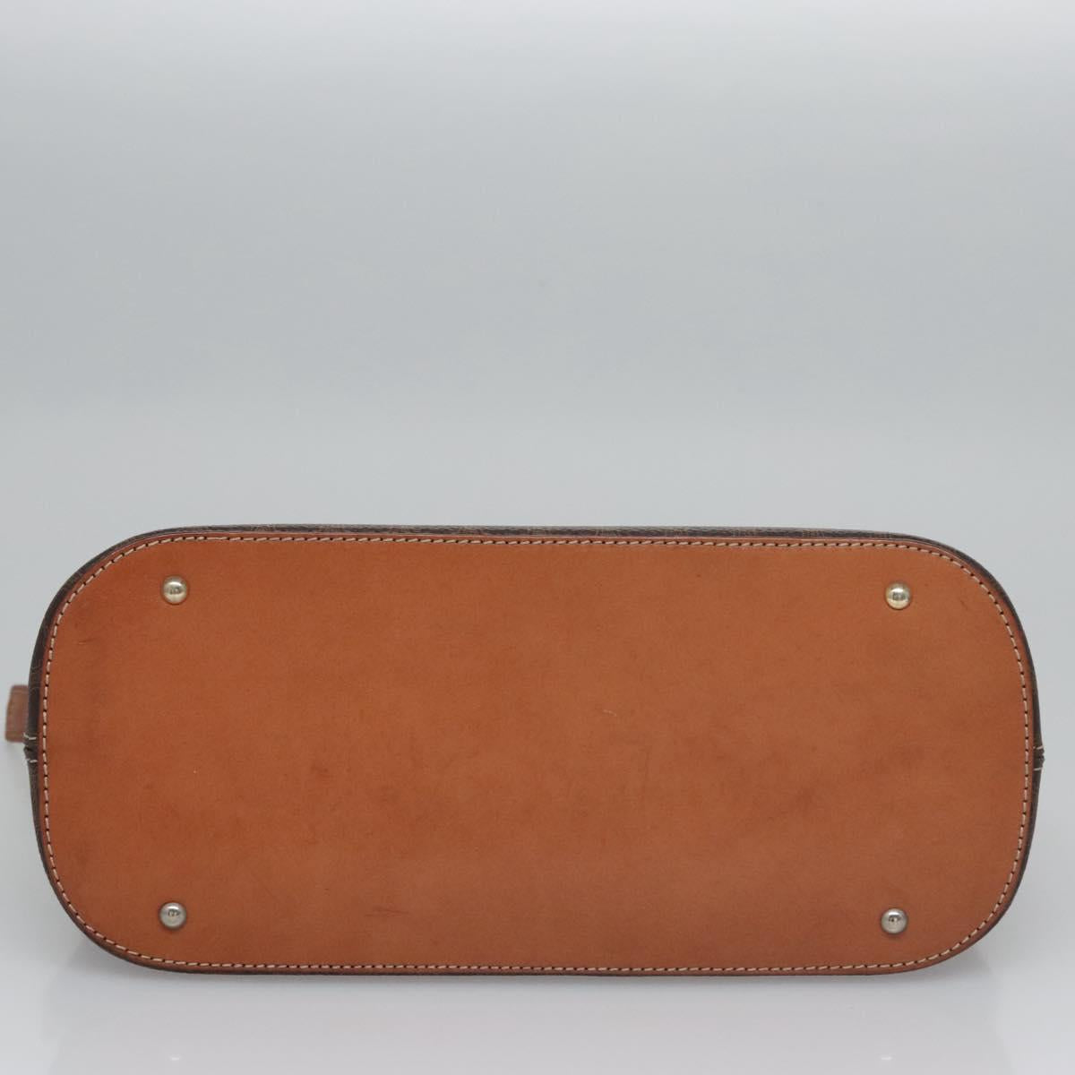 CELINE Macadam Canvas Hand Bag PVC Leather Brown Gold Auth BA574