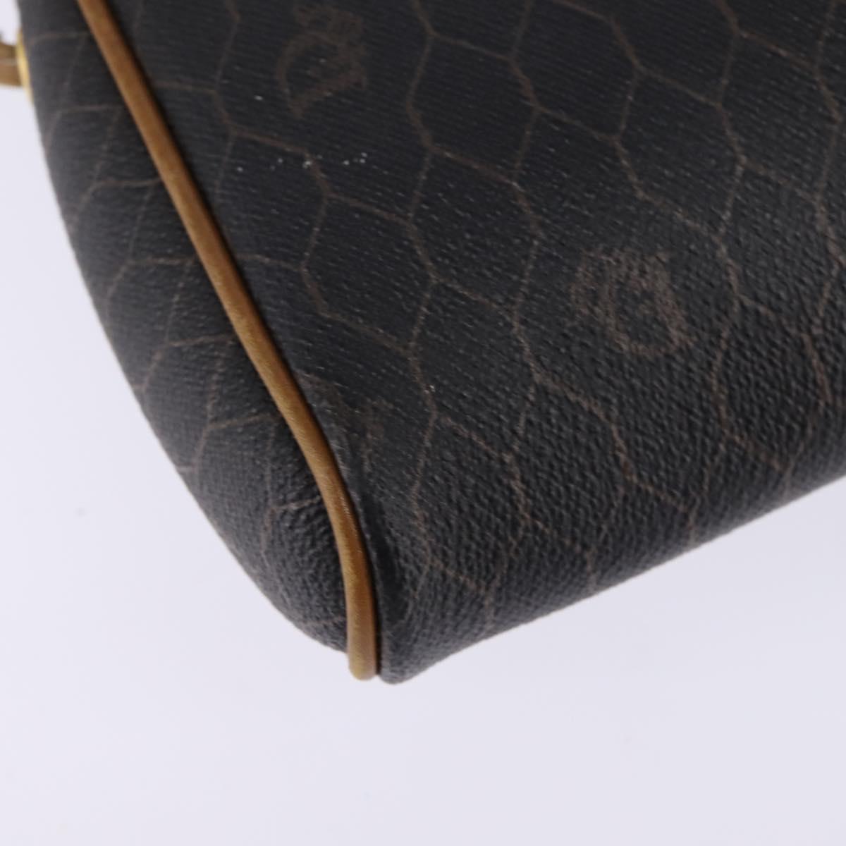 Christian Dior Honeycomb Canvas Shoulder Bag PVC Black Gold Auth BA5741