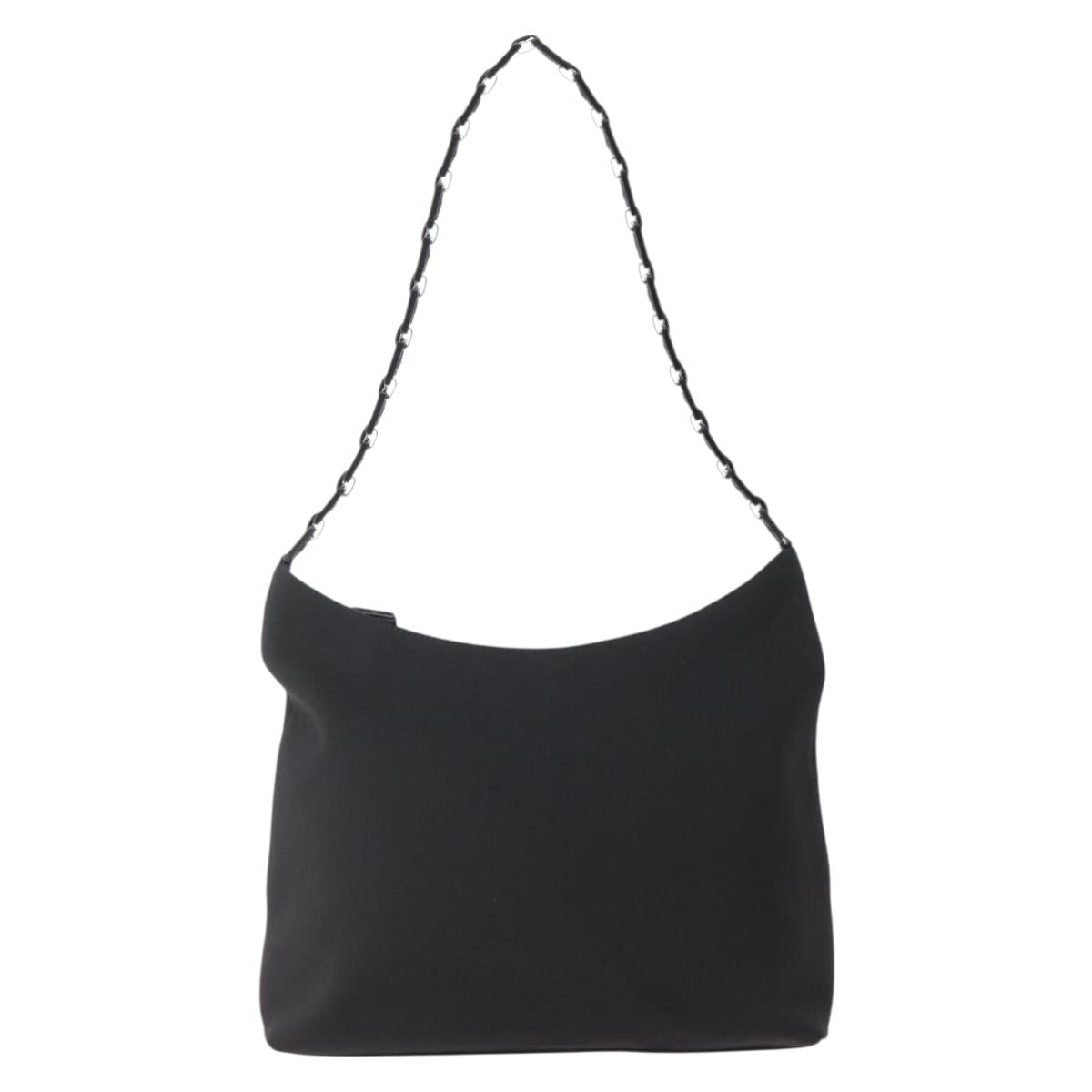 Salvatore Ferragamo Shoulder Bag Canvas Black Silver Auth BA5743