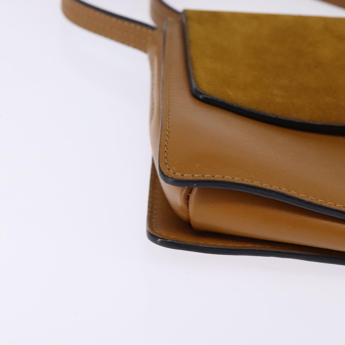 Chloe Fay Shoulder Bag Suede Leather Beige Gold Auth BA5749