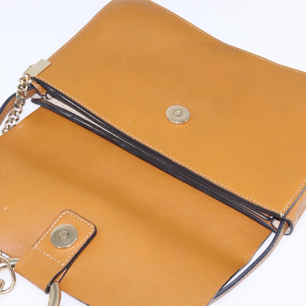 Chloe Fay Shoulder Bag Suede Leather Beige Gold Auth BA5749