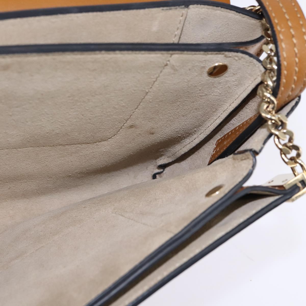 Chloe Fay Shoulder Bag Suede Leather Beige Gold Auth BA5749